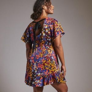 20W Anthropologie Ruffled Satin Mini Dress